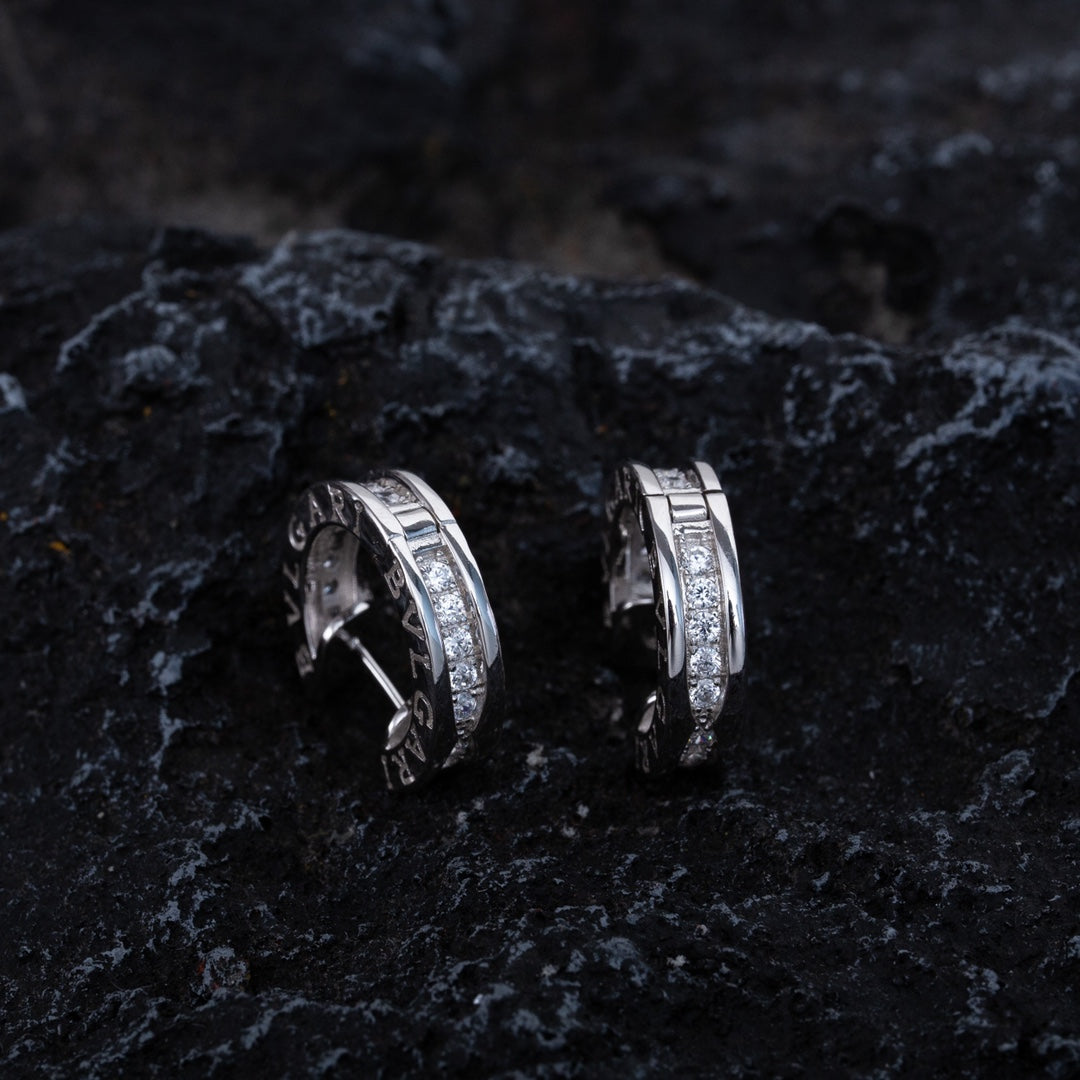 [RAFFINE]ZERO 1 MINI PENDIENTES DE PLATA CON DIAMANTES