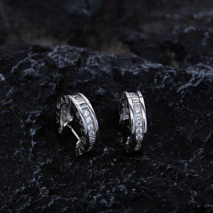 [RAFFINE]ZERO 1 MINI PENDIENTES DE PLATA CON DIAMANTES