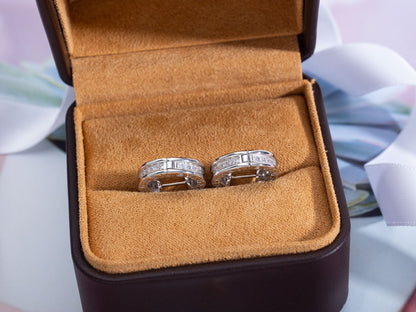 [RAFFINE]ZERO 1 MINI PENDIENTES DE PLATA CON DIAMANTES