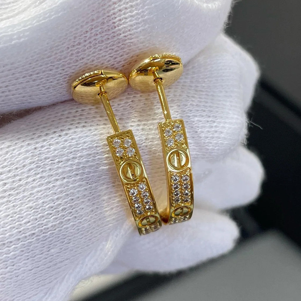 [Raffine]LOVE EARRINGS 3.6MM DIAMOND PAVED