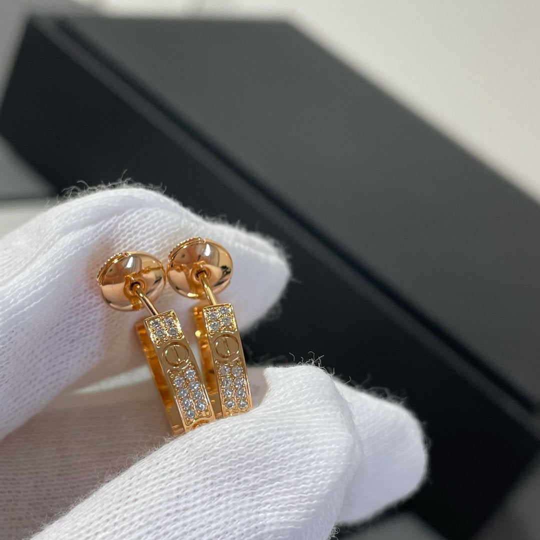 [RAFFINE]LOVE DIAMOND PINK GOLD HOOP EARRINGS