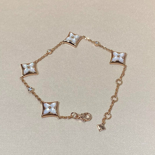 [Raffine]STAR 4 MOTIF MOP DIAMOND PINK GOLD BRACELET