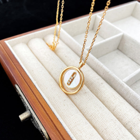 [RAFFINE]LUCKY MOVE MOP PINK GOLD NECKLACE