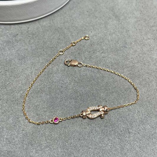[RAFFINE]FORCE 10 DIAMOND CHAIN LINK PINK GOLD BRACELET