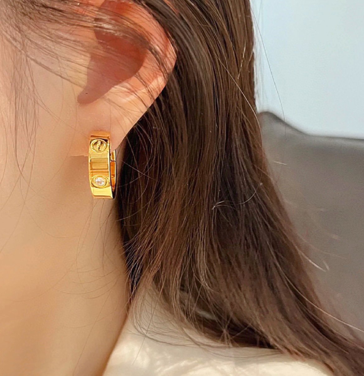 [RAFFINE] PENDIENTES DE AMOR DE 5,5 MM Y 1 DIAMANTE