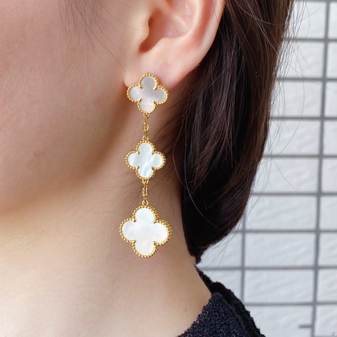 [RAFFINE]CLOVER MOP 3 MOTIFS GOLD EARRINGS