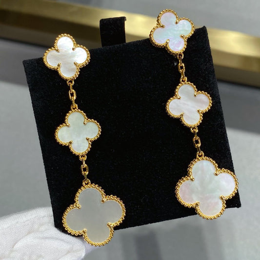 [RAFFINE]CLOVER MOP 3 MOTIFS GOLD EARRINGS