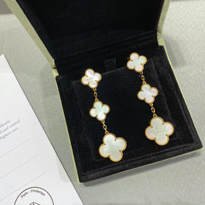 [RAFFINE]CLOVER MOP 3 MOTIFS GOLD EARRINGS