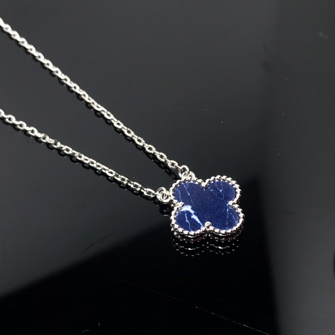 [RAFFINE]CLOVER PIETERSITE SILVER LONG NECKLACE