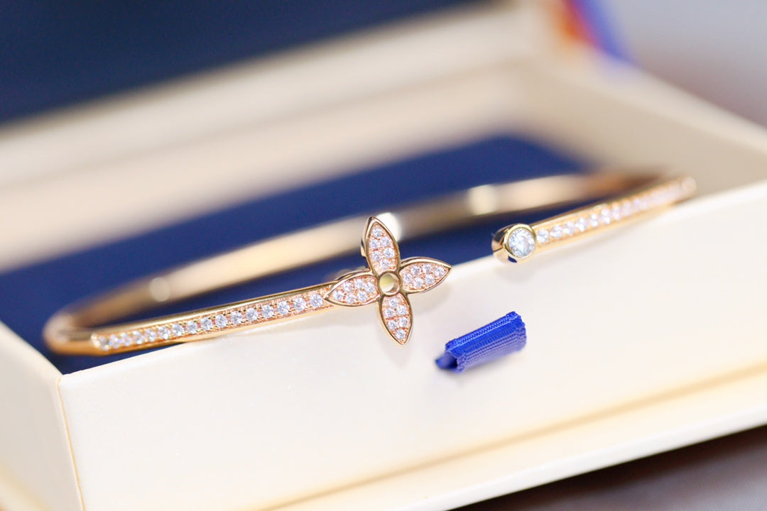 [RAFFINE]IDYLLE PINK GOLD OPEN BRACELET DIAMOND PAVED