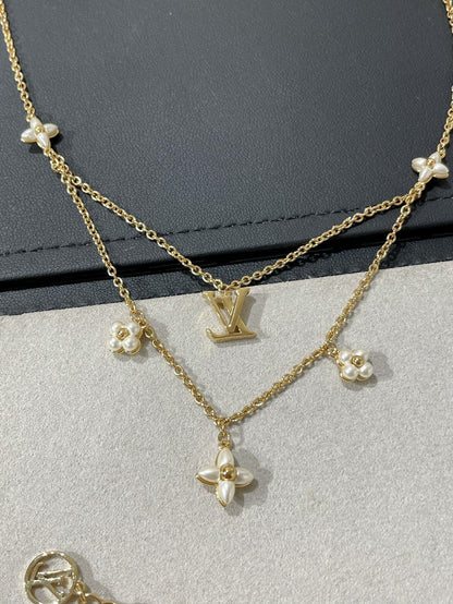 [RAFFINE]FLOWERGRAM GOLD MOP DOUBLE ROW NECKLACE