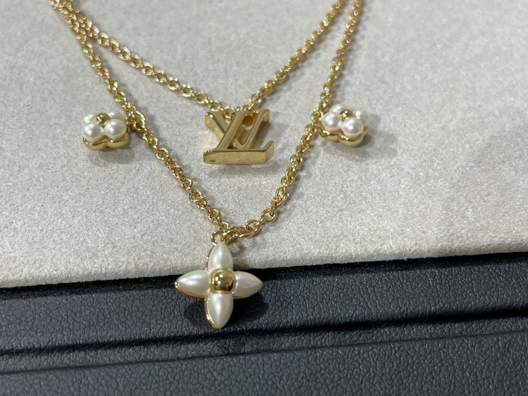 [RAFFINE]FLOWERGRAM GOLD MOP DOUBLE ROW NECKLACE