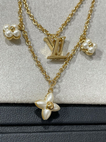 [RAFFINE]FLOWERGRAM GOLD MOP DOUBLE ROW NECKLACE