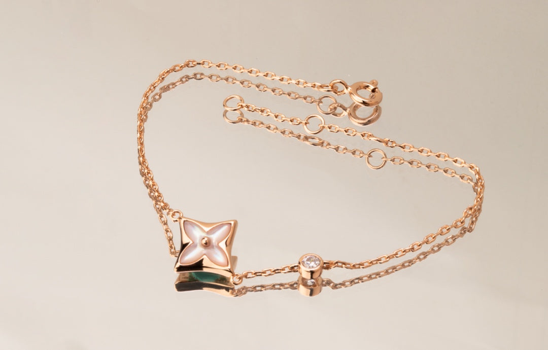 [RAFFINE]STAR PINK MOP 1 DIAMOND PINK GOLD NECKLACE
