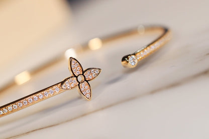 [RAFFINE]IDYLLE GOLD OPEN BRACELET DIAMOND PAVED