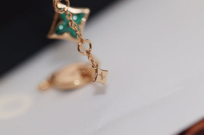 [Raffine]STAR AND SUN 4 MOTIF PINK GOLD MALACHITE BRACELET