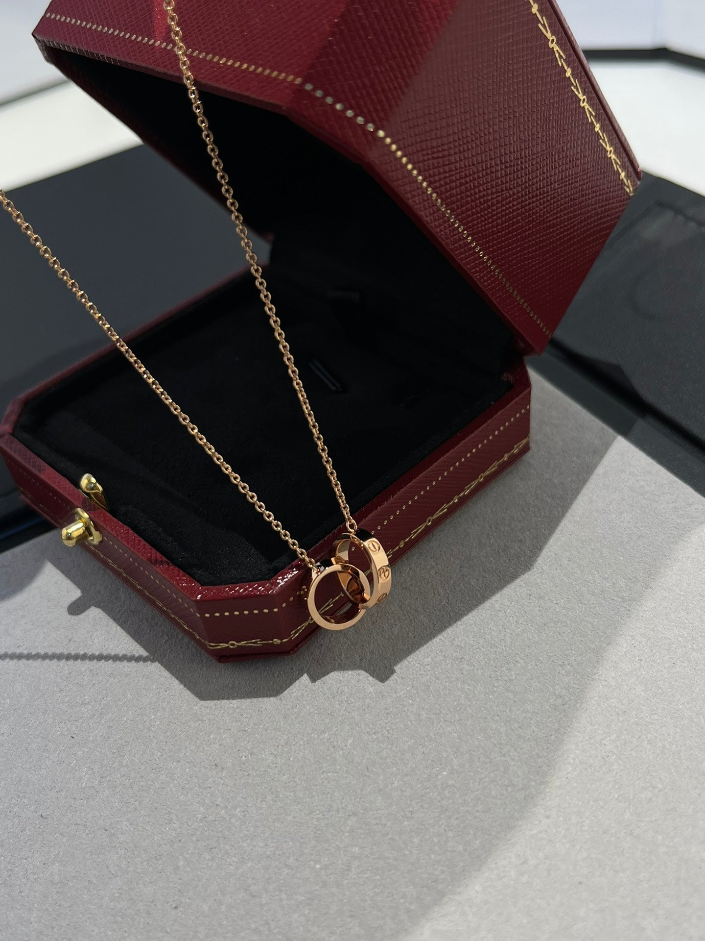 [Raffine] COLLIER LOVE DOUBLE ANNEAU OR ROSE 