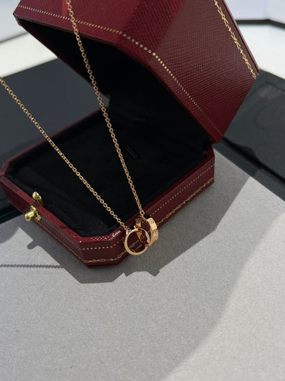 [Raffine] COLLIER LOVE DOUBLE ANNEAU OR ROSE 