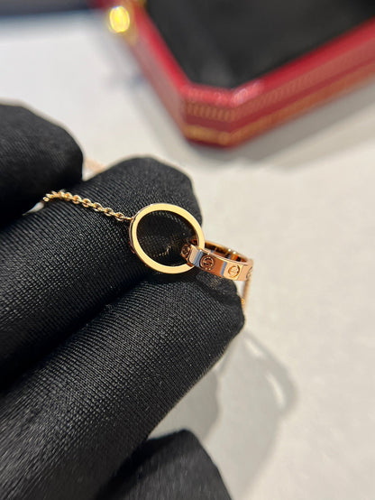 [Raffine] COLLIER LOVE DOUBLE ANNEAU OR ROSE 