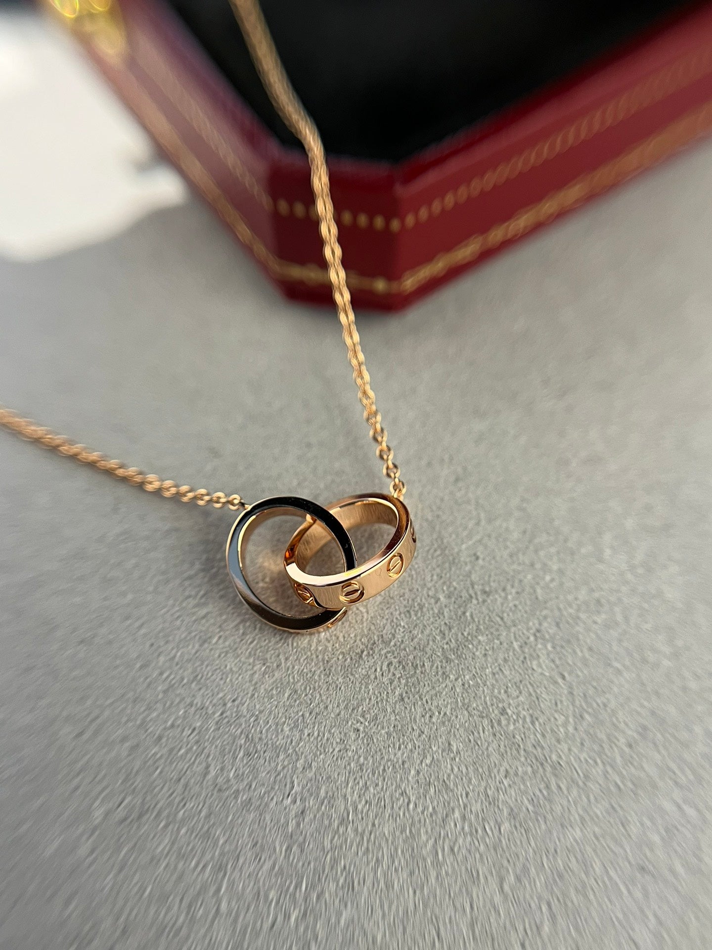[Raffine] COLLIER LOVE DOUBLE ANNEAU OR ROSE 