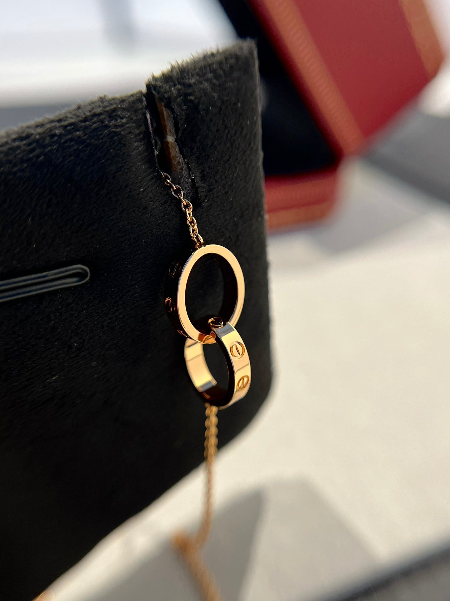 [Raffine] COLLIER LOVE DOUBLE ANNEAU OR ROSE 