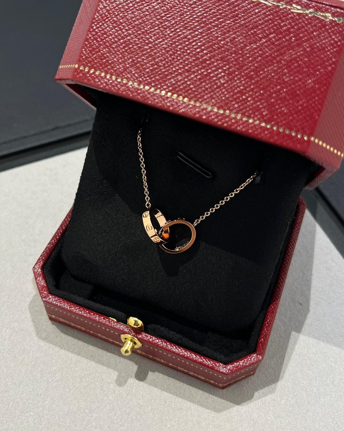 [Raffine] COLLIER LOVE DOUBLE ANNEAU OR ROSE 