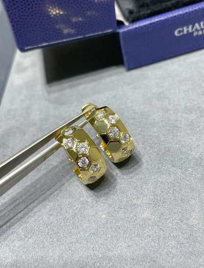 [RAFFINE]PENDIENTES DE ARO CON DIAMANTES BEE LOVE