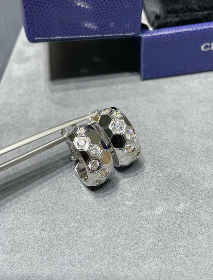 [RAFFINE]PENDIENTES DE ARO CON DIAMANTES BEE LOVE