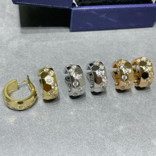 [RAFFINE]PENDIENTES DE ARO CON DIAMANTES BEE LOVE