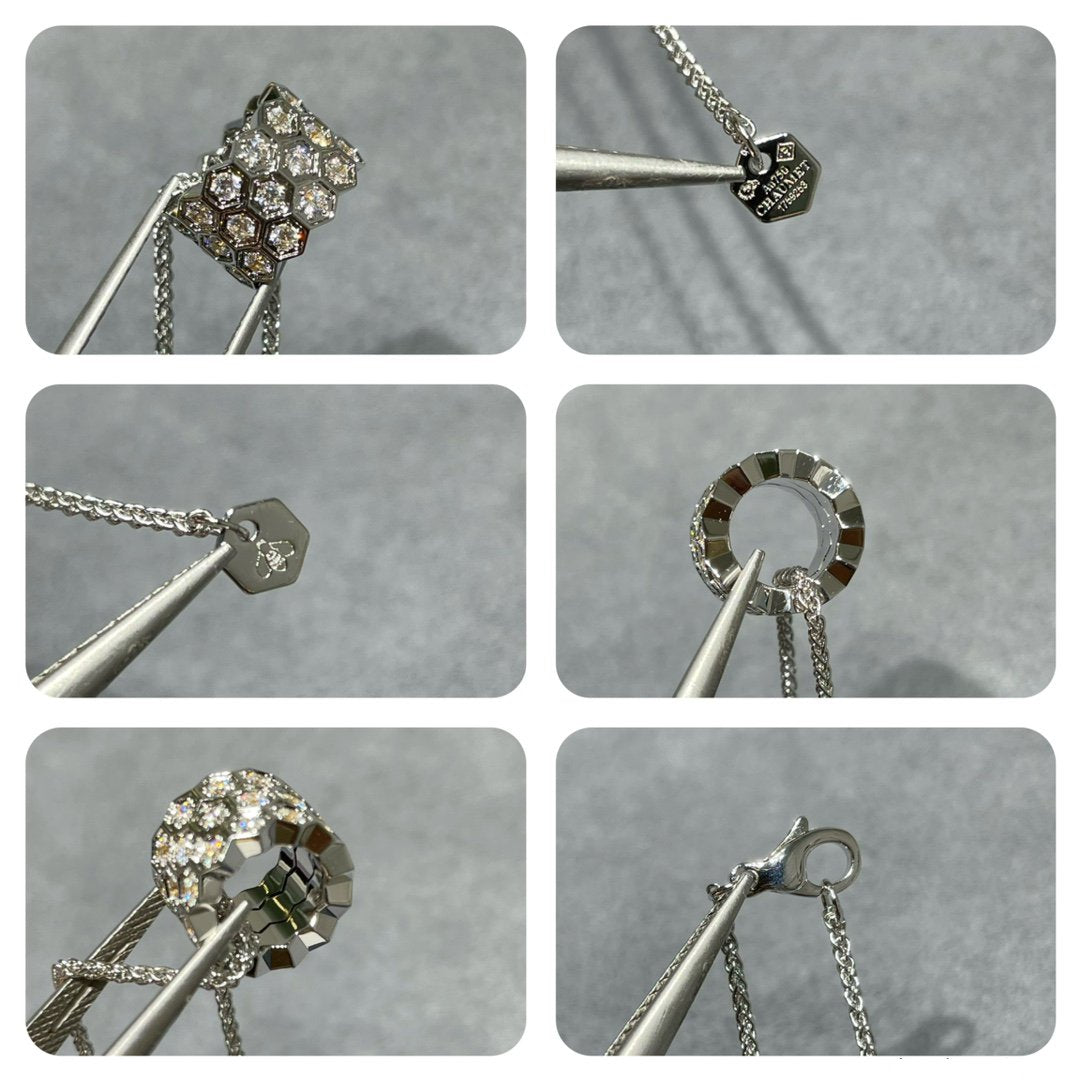 [RAFFINE]BEE LOVE DIAMOND PAVED 3 ROW NECKLACE