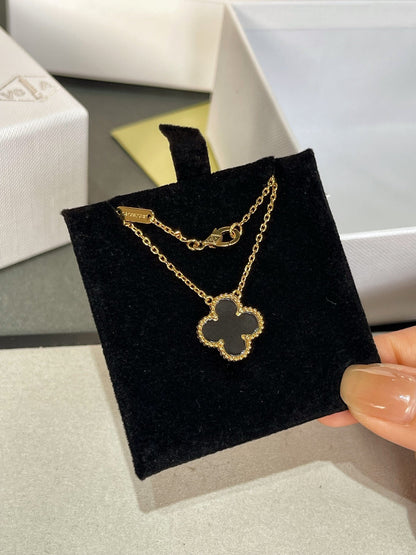 [RAFFINE]CLOVER ROCK CRYSTAL ROSE GOLD NECKLACE