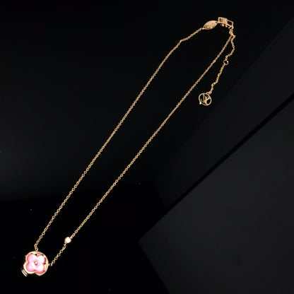 [RAFFINE]COLOR BLOSSOM PINK MOP SUN GOLD NECKLACE