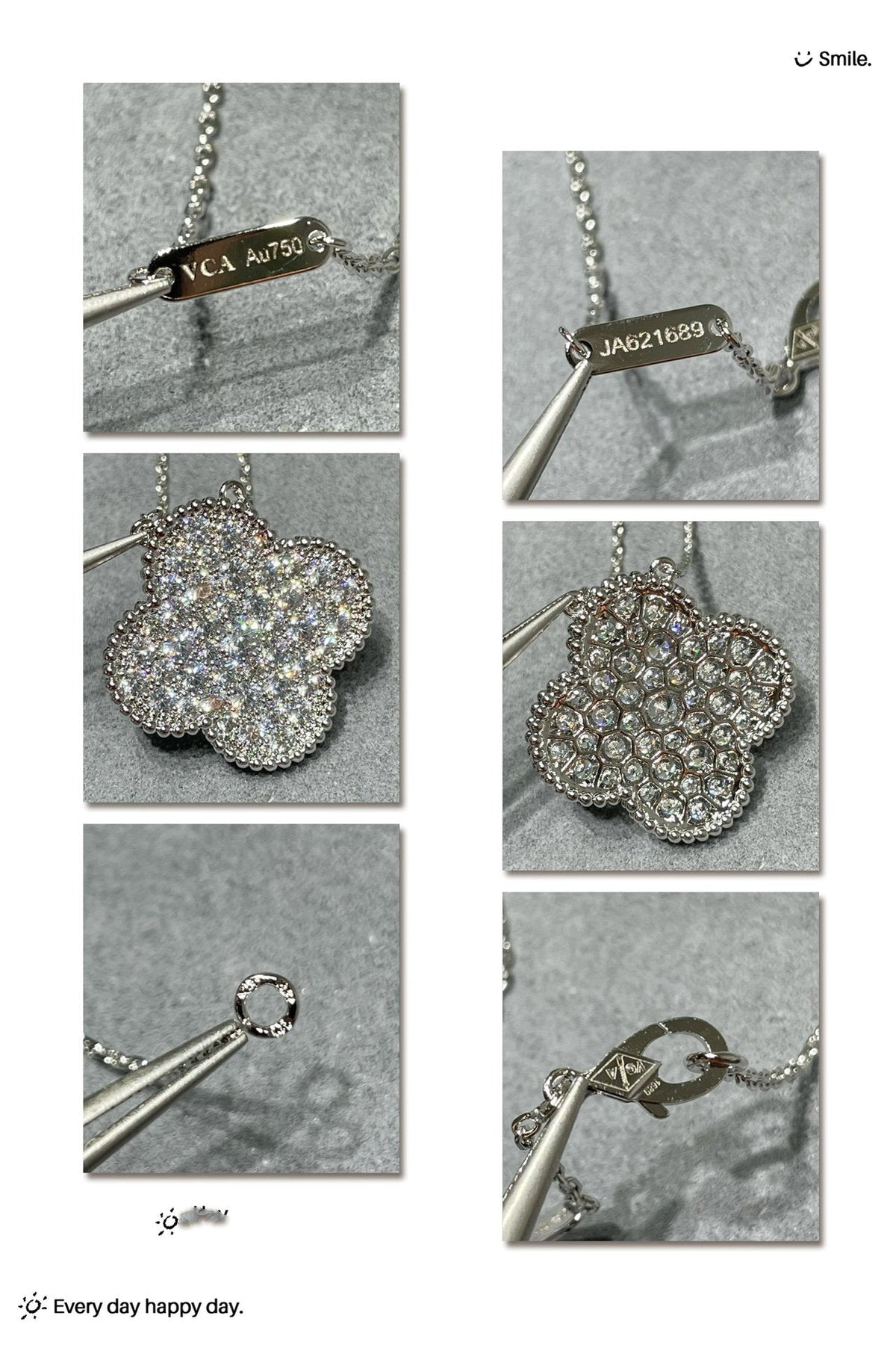 [LUXE]CLOVER 25MM LARGE PENDANT DIAMOND PAVED SILVER NECKLACE