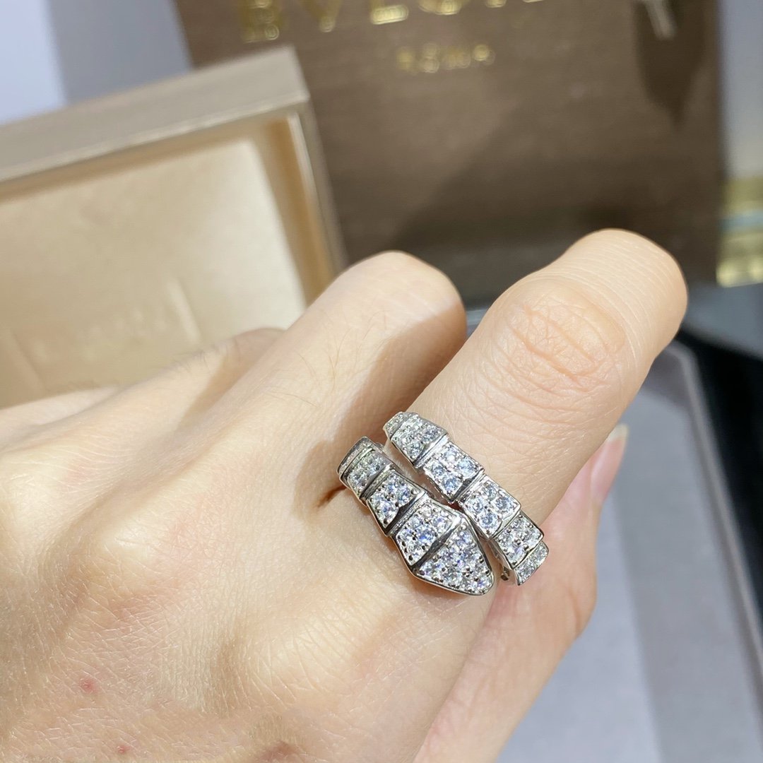 [RAFFINE]ANILLO SERPENTI PLATA CON PAVÉ DE DIAMANTES