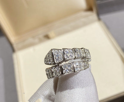 [RAFFINE]ANILLO SERPENTI PLATA CON PAVÉ DE DIAMANTES