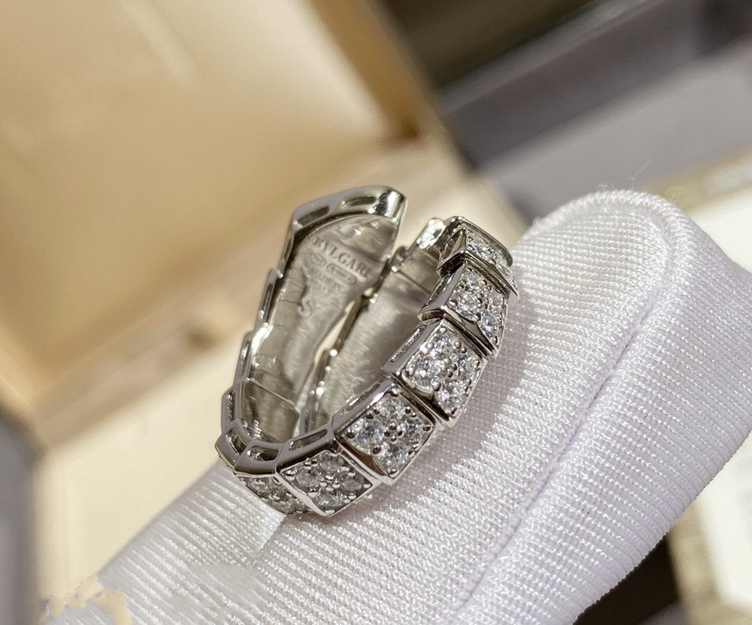 [RAFFINE]ANILLO SERPENTI PLATA CON PAVÉ DE DIAMANTES