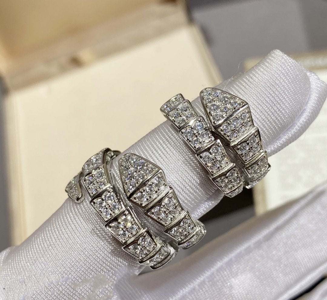 [RAFFINE]ANILLO SERPENTI PLATA CON PAVÉ DE DIAMANTES