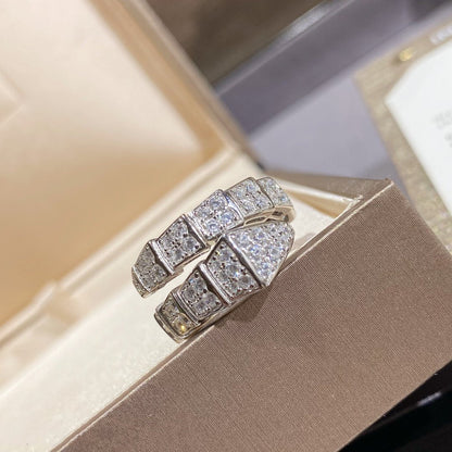 [RAFFINE]ANILLO SERPENTI PLATA CON PAVÉ DE DIAMANTES