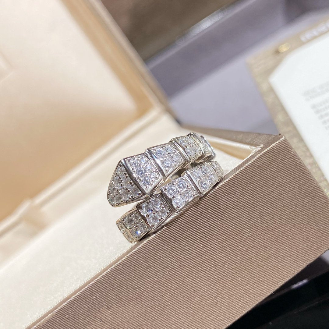 [RAFFINE]ANILLO SERPENTI PLATA CON PAVÉ DE DIAMANTES