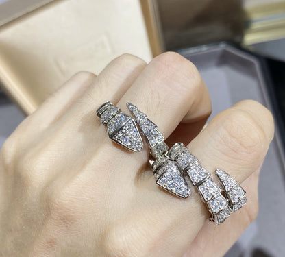 [RAFFINE] SERPENTI ANILLO GRANDE PLATA CON PAVÉ DE DIAMANTES