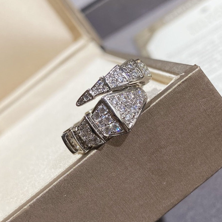 [RAFFINE] SERPENTI ANILLO GRANDE PLATA CON PAVÉ DE DIAMANTES