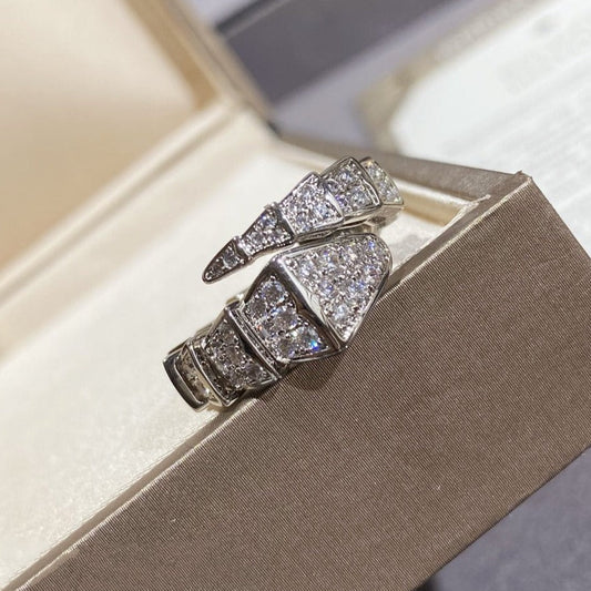 [RAFFINE]SERPENTI LARGE RING SILVER DIAMOND PAVED