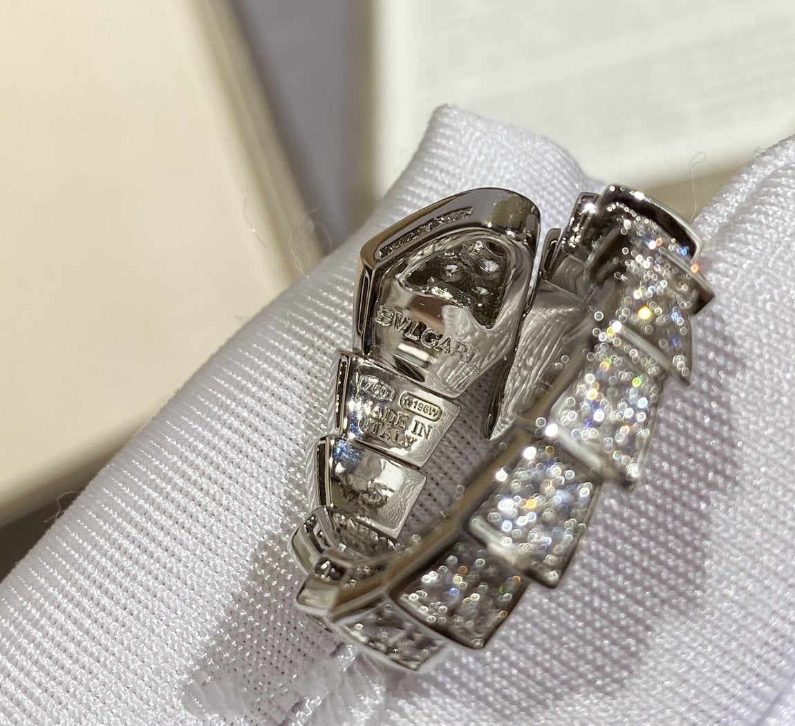 [RAFFINE] SERPENTI ANILLO GRANDE PLATA CON PAVÉ DE DIAMANTES