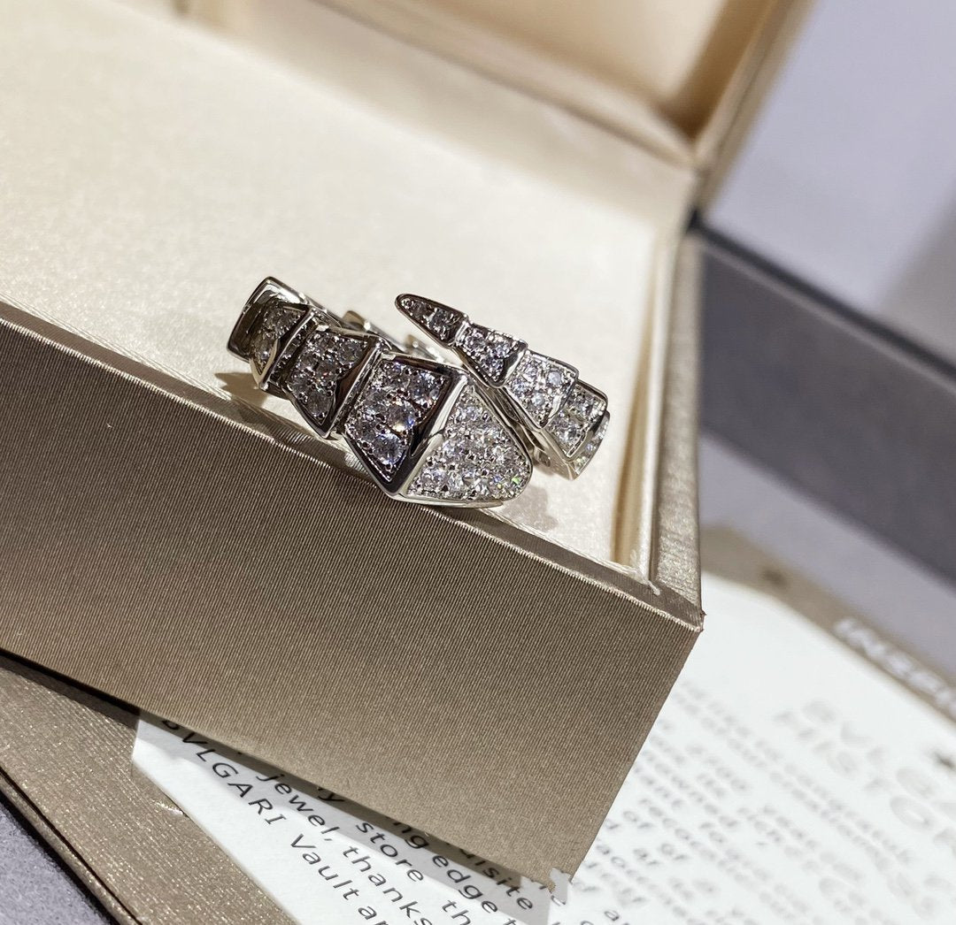 [RAFFINE] SERPENTI ANILLO GRANDE PLATA CON PAVÉ DE DIAMANTES