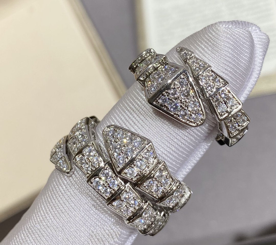 [RAFFINE] SERPENTI ANILLO GRANDE PLATA CON PAVÉ DE DIAMANTES