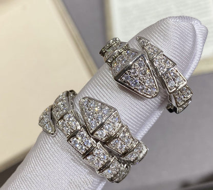 [RAFFINE] SERPENTI ANILLO GRANDE PLATA CON PAVÉ DE DIAMANTES