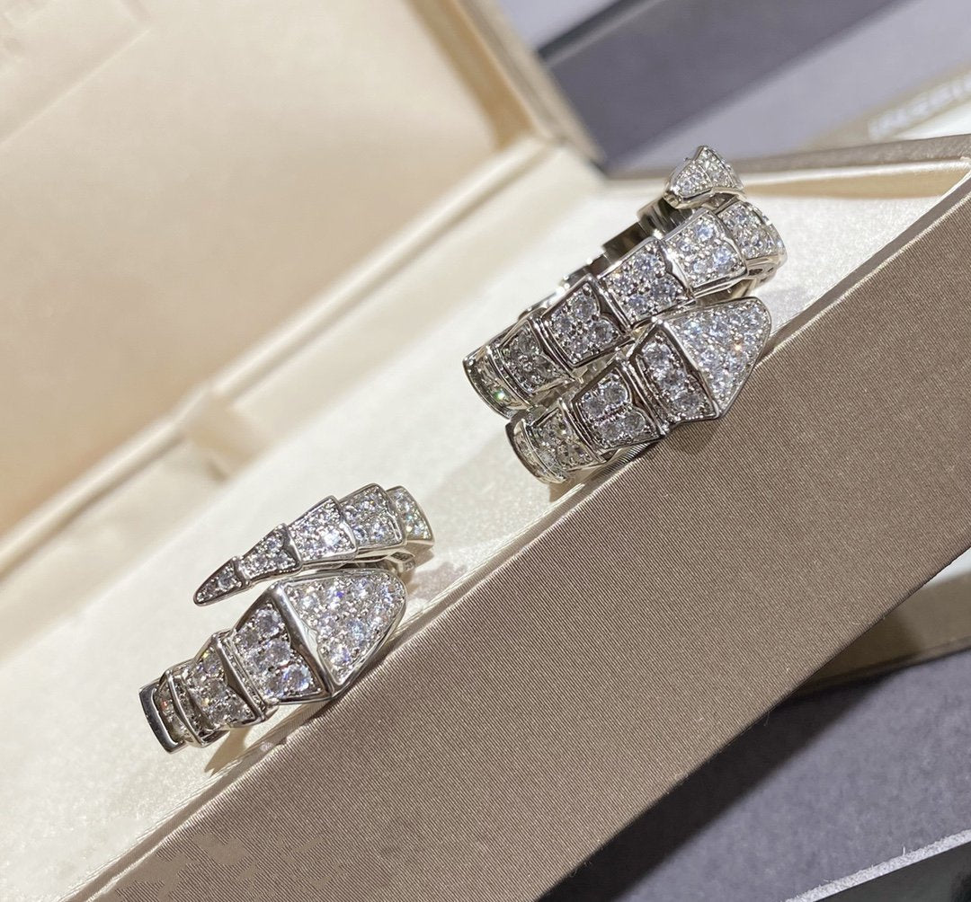 [RAFFINE] SERPENTI ANILLO GRANDE PLATA CON PAVÉ DE DIAMANTES