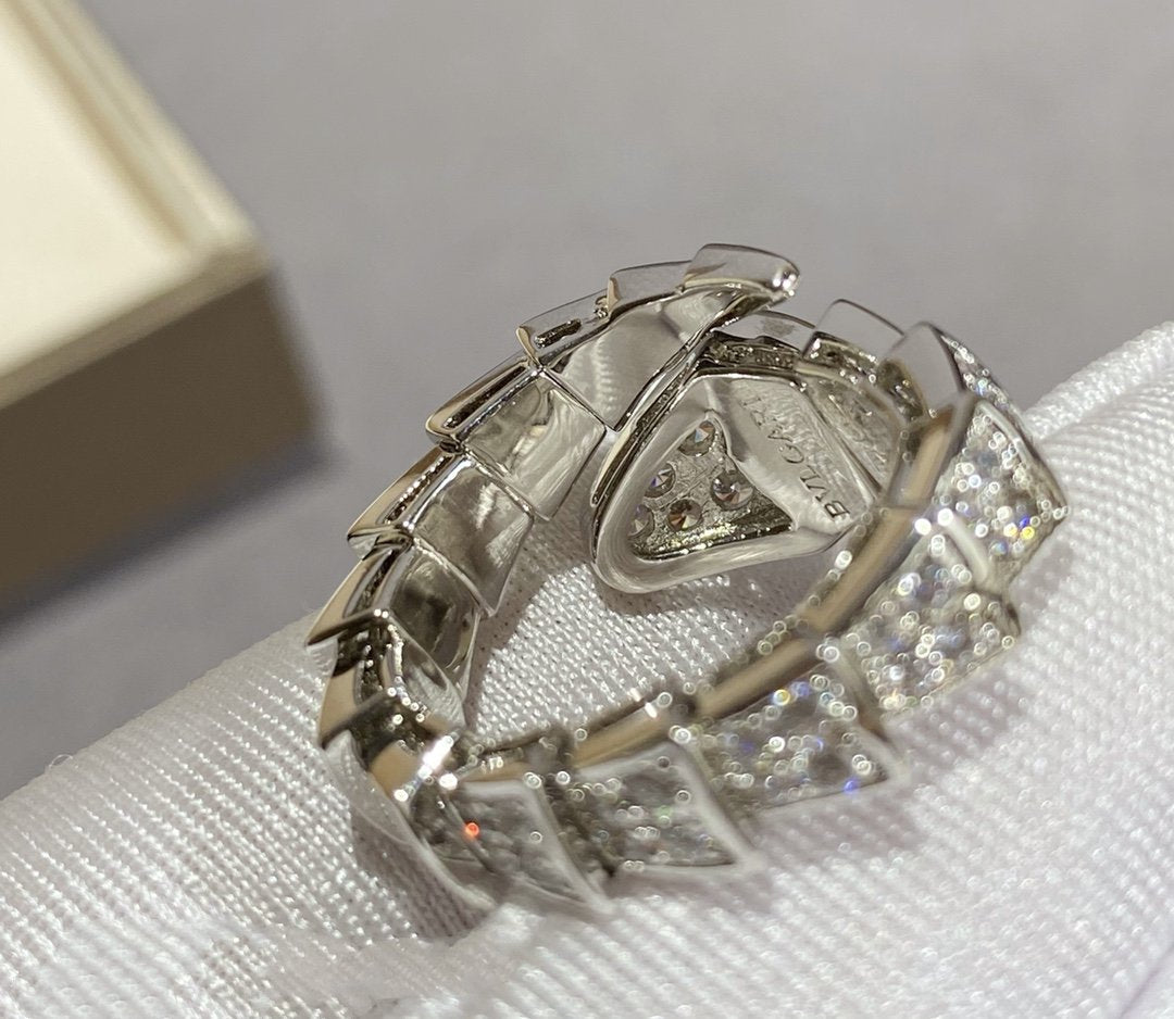 [RAFFINE] SERPENTI ANILLO GRANDE PLATA CON PAVÉ DE DIAMANTES
