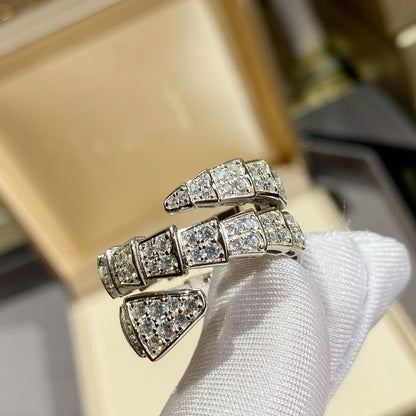 [RAFFINE]SERPENTI DOUBLE RING SILVER DIAMOND PAVED