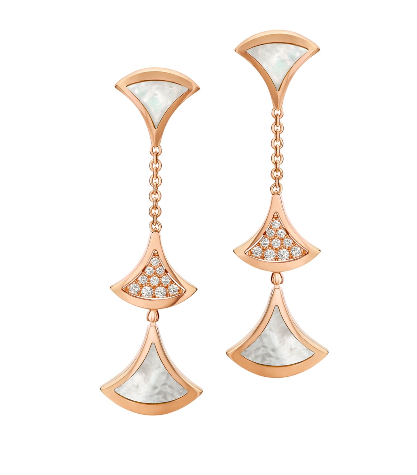 [RAFFINE] PENDIENTES DREAM 3 MOTIVOS DIAMANTE MOP ORO ROSA